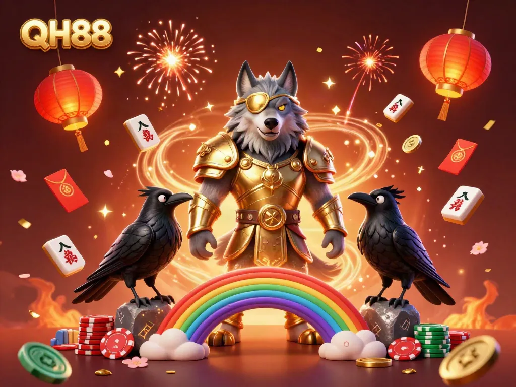 Engage in exciting gameplay at QH88 with dynamic characters and casino elements in a vibrant illustration.