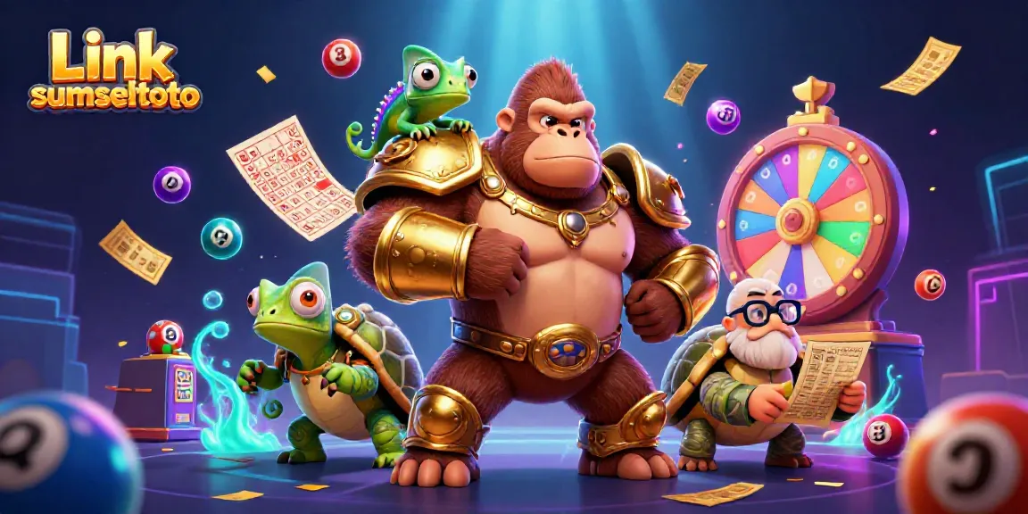 Experience excitement with Link sumseltoto as a gorilla king and colorful lottery elements dynamically interact.