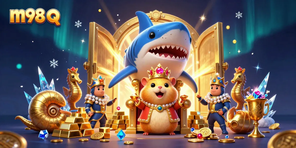 Experience the thrill of m98 q with a fantasy scene featuring a hamster king and treasure-filled casino elements.